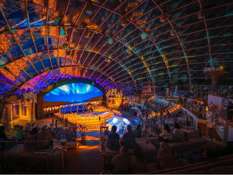 Sphere Class Glass Dome at night